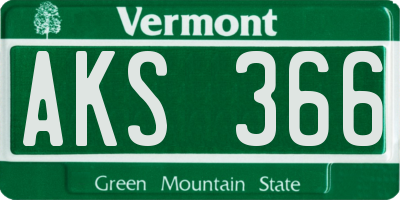 VT license plate AKS366