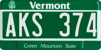 VT license plate AKS374