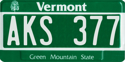 VT license plate AKS377