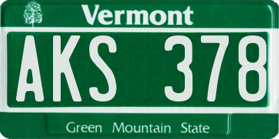 VT license plate AKS378