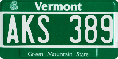 VT license plate AKS389