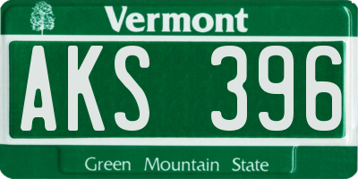 VT license plate AKS396