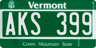 VT license plate AKS399