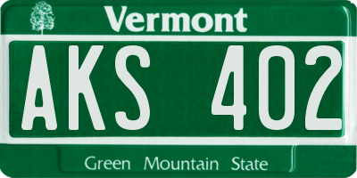 VT license plate AKS402