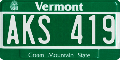 VT license plate AKS419