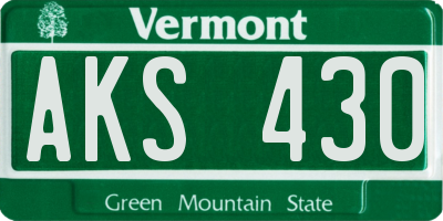 VT license plate AKS430
