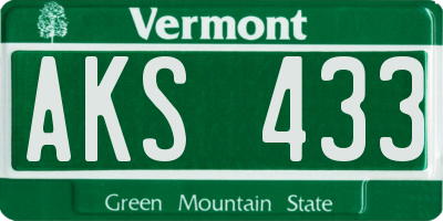 VT license plate AKS433