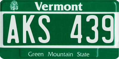 VT license plate AKS439