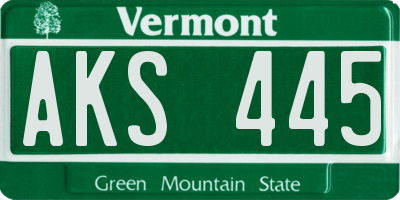 VT license plate AKS445