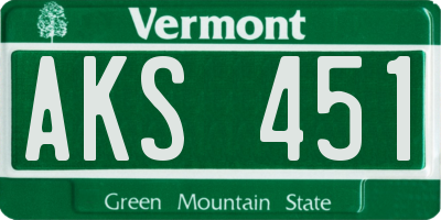 VT license plate AKS451