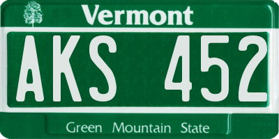 VT license plate AKS452