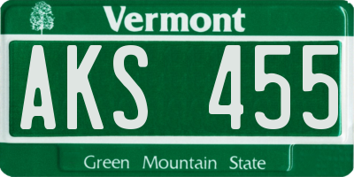 VT license plate AKS455
