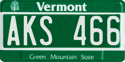 VT license plate AKS466