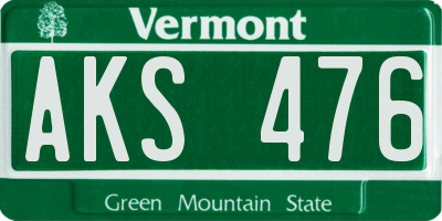 VT license plate AKS476