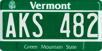 VT license plate AKS482