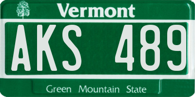 VT license plate AKS489