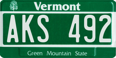 VT license plate AKS492