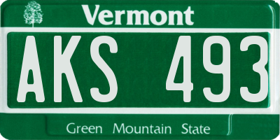VT license plate AKS493
