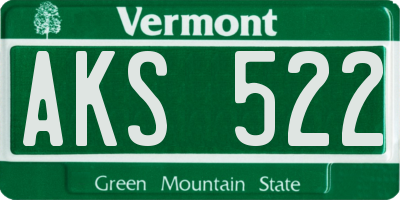 VT license plate AKS522