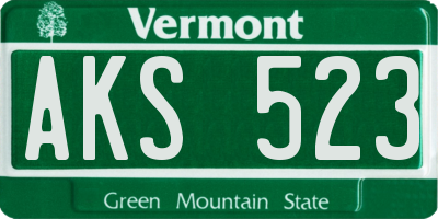 VT license plate AKS523