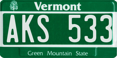 VT license plate AKS533