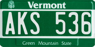 VT license plate AKS536