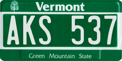 VT license plate AKS537