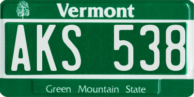 VT license plate AKS538