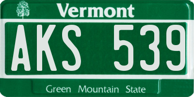 VT license plate AKS539