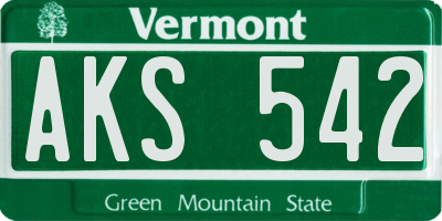 VT license plate AKS542