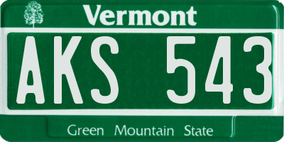 VT license plate AKS543