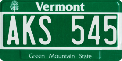 VT license plate AKS545