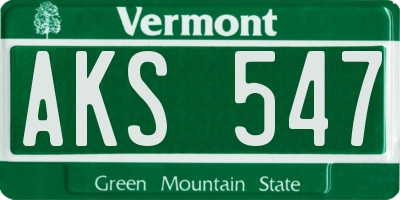 VT license plate AKS547