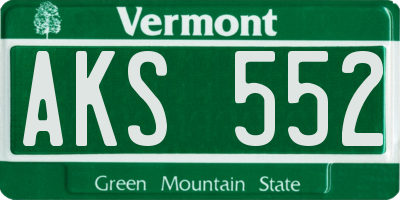 VT license plate AKS552