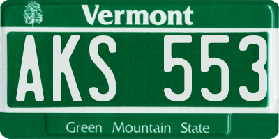 VT license plate AKS553