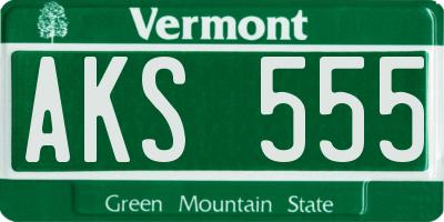 VT license plate AKS555