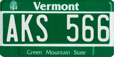 VT license plate AKS566