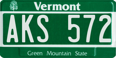 VT license plate AKS572