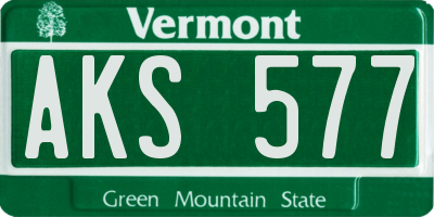 VT license plate AKS577