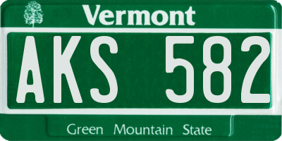 VT license plate AKS582