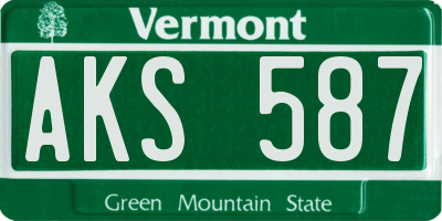 VT license plate AKS587