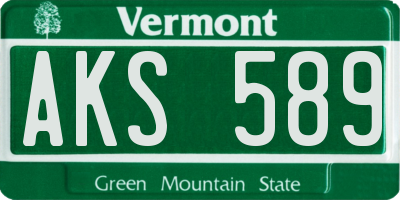 VT license plate AKS589