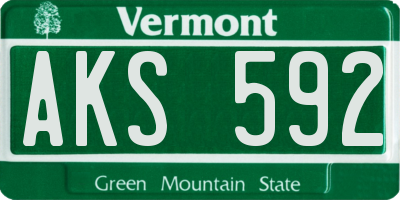 VT license plate AKS592