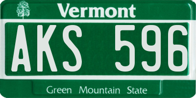 VT license plate AKS596