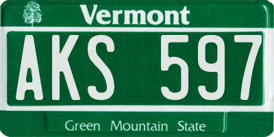 VT license plate AKS597