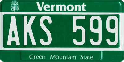 VT license plate AKS599