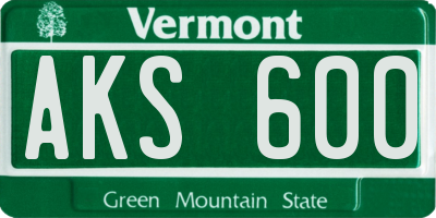 VT license plate AKS600