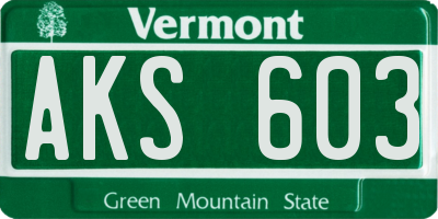 VT license plate AKS603