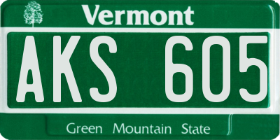 VT license plate AKS605