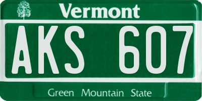 VT license plate AKS607